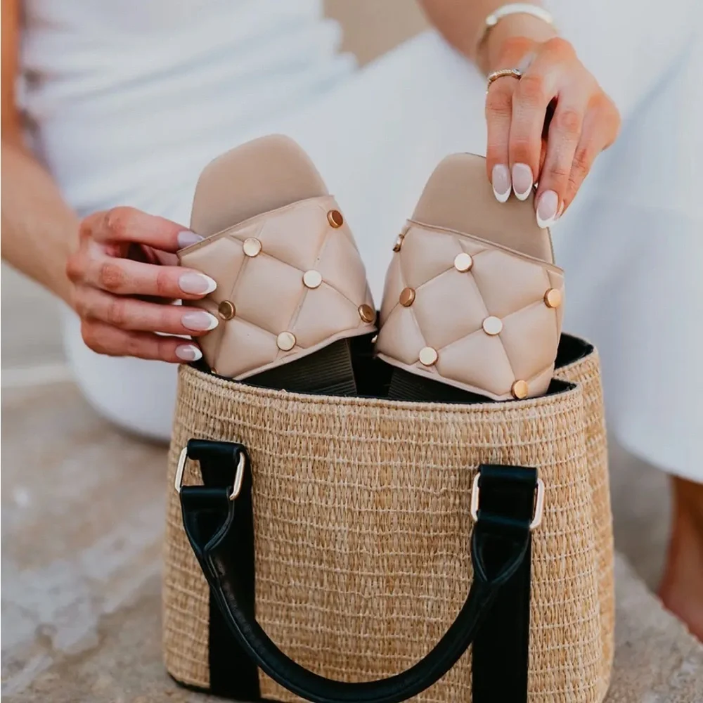 ROLLA'S Quilted Nude Slide Sandals